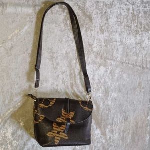 Vintage Brown Floral Crossbody Bag