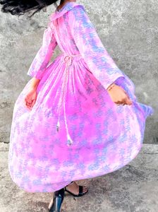 Pink Floral Print Dress