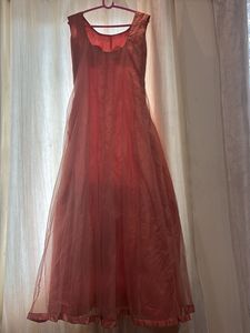 Peach Elegant Flowy Gown With Padding