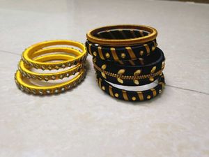 Combo Of Kundan Silk Thread Bangles