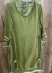 Olive Green &amp; Gold Salwar Kameez Suit