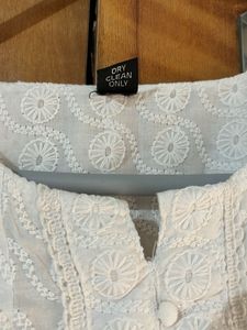 New White Embroidered Kurti