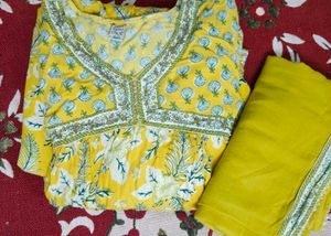 Yellow Floral Kurta Set