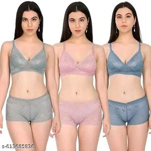 Non Padded Bra And Panty Set For Women