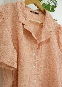 Peach Textured Crop Top