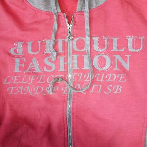 Pink Full Zip Hoodie Sweatshirt