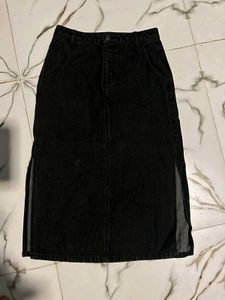Black Denim Midi Skirt