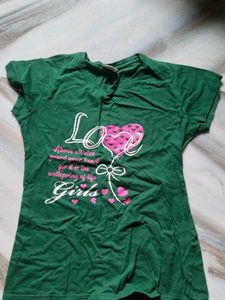 Cute Green Graphic Girls T-Shirt