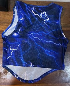 Blue Mesh Crop Top