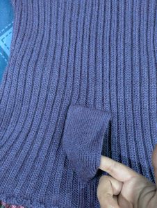 Purple Knit Dress with Plaid Skirt