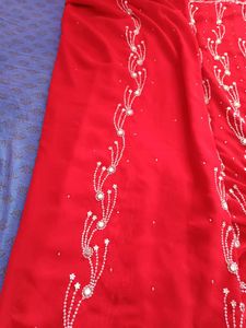Red Embellished Saree