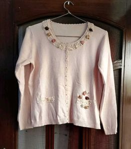 Pearl &amp; Flowers embellished sweater