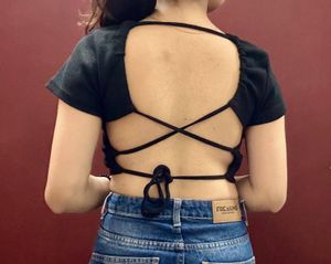 Black Ribbed Crop Top