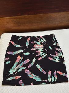 Feather Print Mini Skirt