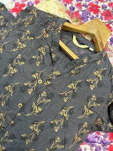 Grey Floral Kurta- Size S
