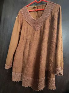 Brown Embroidered Top