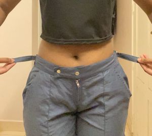 Grey Blue Cargo Polyster Pants