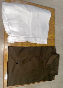 Deep Mehendi Green Asymmetric Men Kurta Pant Set
