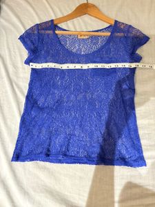 Royal Blue Lace Pocket Tee