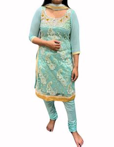 Aqua Embroidered Salwar Kameez Suit