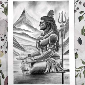 Lord Shiva Graphite Pencil Sketch - Handmade Art