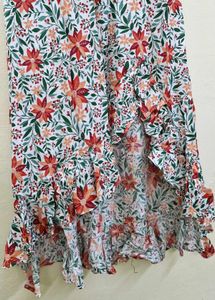 Front Slit - Floral Midi Dress
