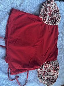 Red &amp; Patterned Wrap Top