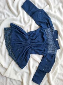 Elegant Blue Peplum Top