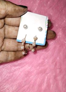 Pearl Earrings Set - 2 Pairs