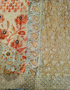 Embroidered Floral Saree With Stones