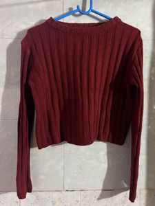 Burgundy Ribbed Long Sleeve Top