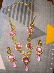 Pink Stone Jewelry Set
