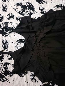 Black Ruffle Detail Maxi Dress