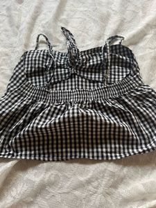 Gingham Tie-Front Crop Top