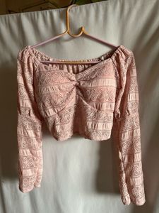 Pink Lace Crop Top