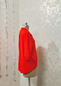 Vintage Orange Mandarin Collar Blouse
