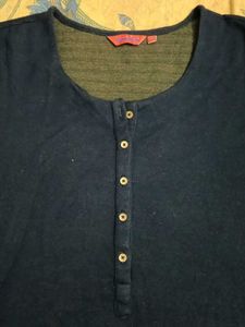 Navy Blue Buttoned T-Shirt