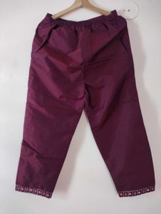Purple Embroidered Kurta Trouser with Dupatta Set