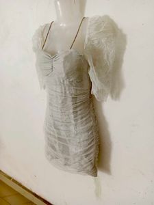 White Glittery Bodycon Mini Dress