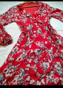 Floral Print Red Mini Dress