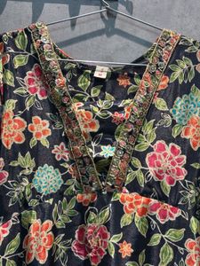 Floral silk Print Ethnic long gown set