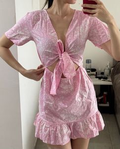 Pink Tie On Front Dress, New With Tag