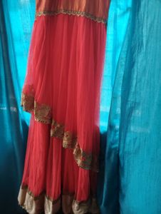 Coral &amp; Gold Embellished Party Dress