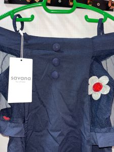 Savana Navy Floral Tulle Top