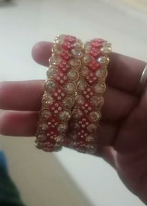 Red &amp; Gold Bangles - Set of 2