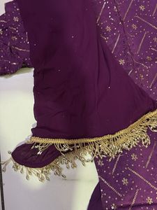 Purple Embroidered Sharara Suit