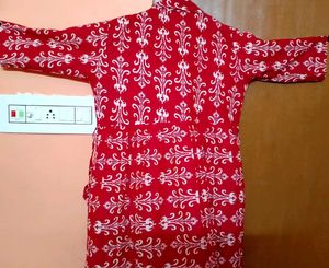 Red Printed Peplum Top