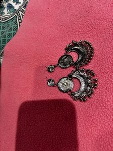 Oxidised Material Drop Earring