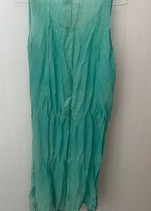 Stylish Green Sleeveless Casual Dress