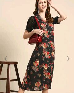 Floral Button-Front Midi Dress